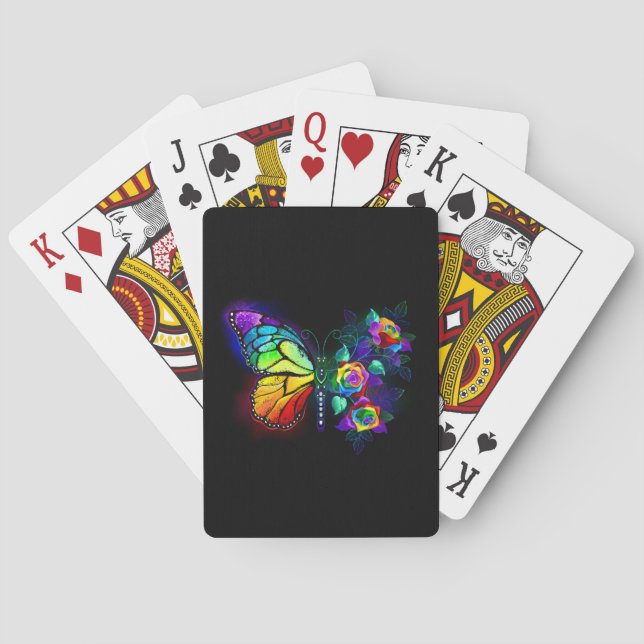 Rainbow flower butterfly playing cards (Back)