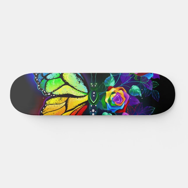 Rainbow flower butterfly skateboard (Horz)
