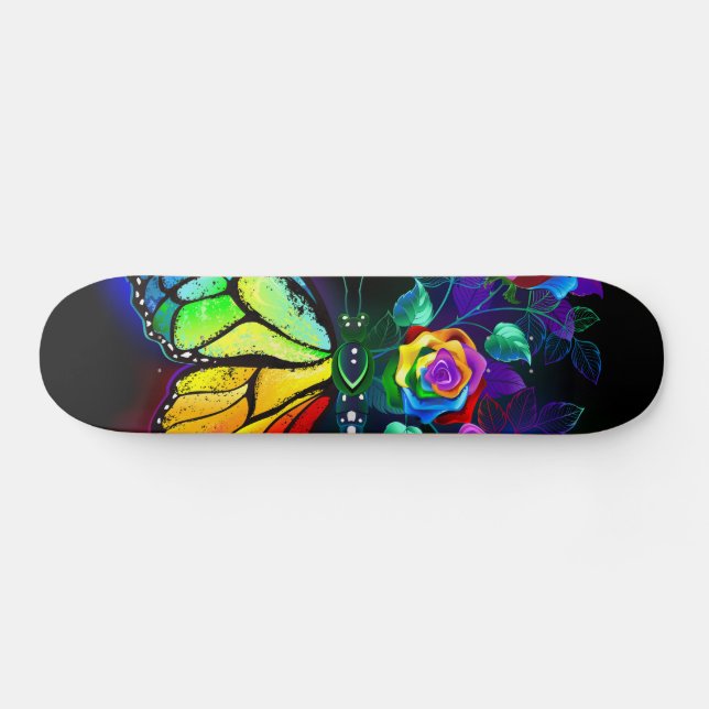 Rainbow flower butterfly skateboard (Horz)