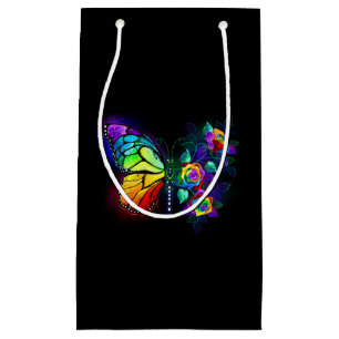 Rainbow flower butterfly small gift bag