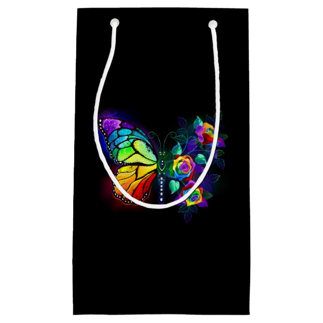 Rainbow flower butterfly small gift bag (Front)