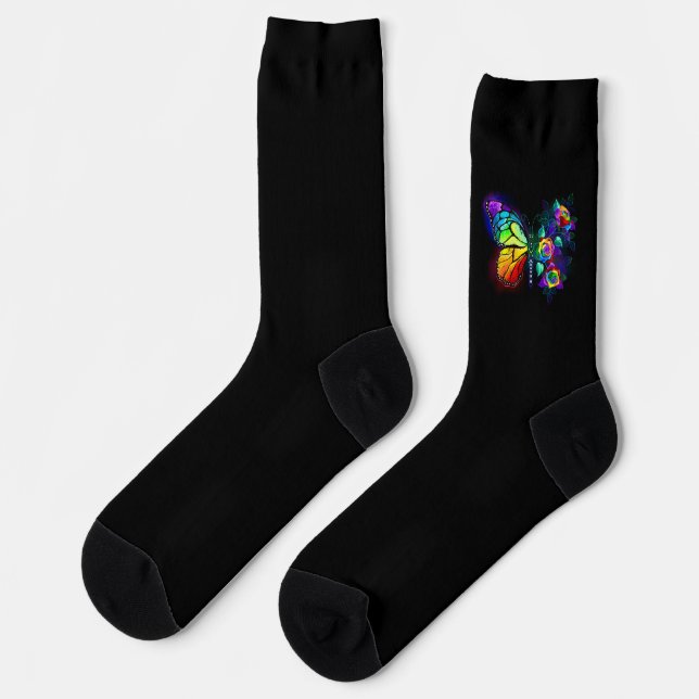 Rainbow flower butterfly socks (Left)