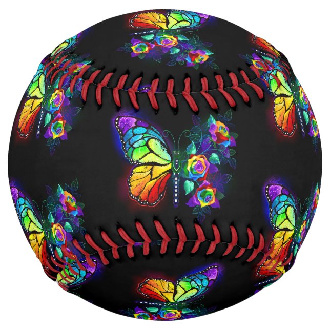 Rainbow flower butterfly softball (Front)