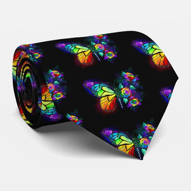 Rainbow flower butterfly tie (Rolled)