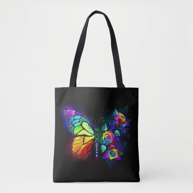 Rainbow flower butterfly tote bag (Front)