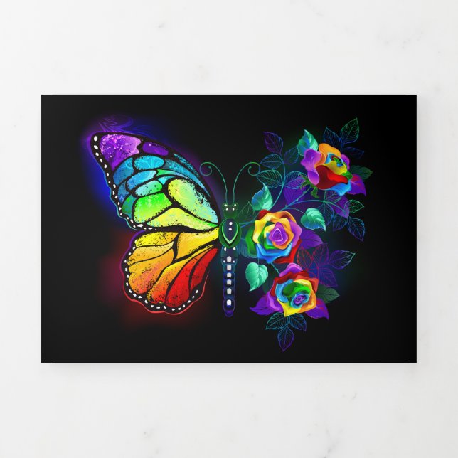 Rainbow flower butterfly Tri-Fold announcement (Cover)