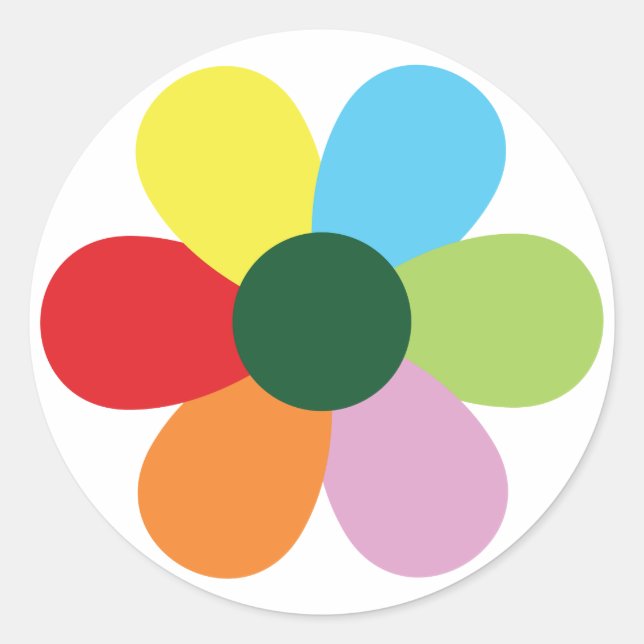Rainbow Flower Design Classic Round Sticker (Front)