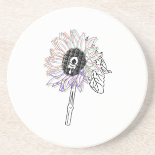 Rainbow Flower Funky Art Coaster