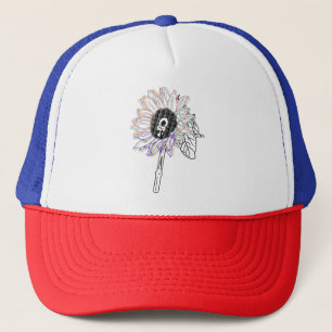 Rainbow Flower Funky Art Trucker Hat