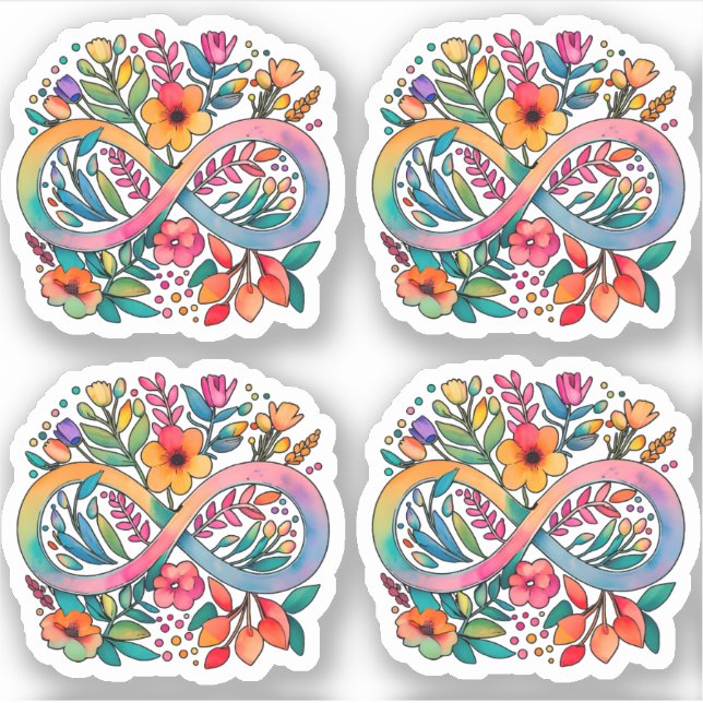 Rainbow Flower Infinity Symbol | Autism Acceptance (Front)