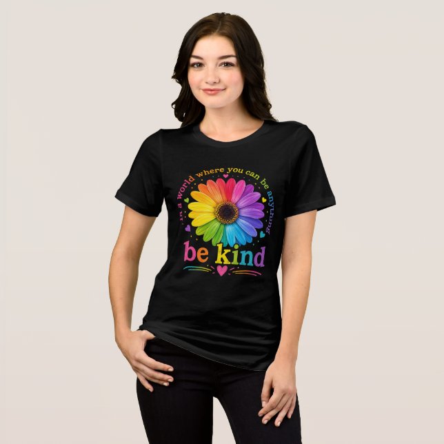 Rainbow Flower Inspirational Quote  Tri-Blend Shirt (Front Full)