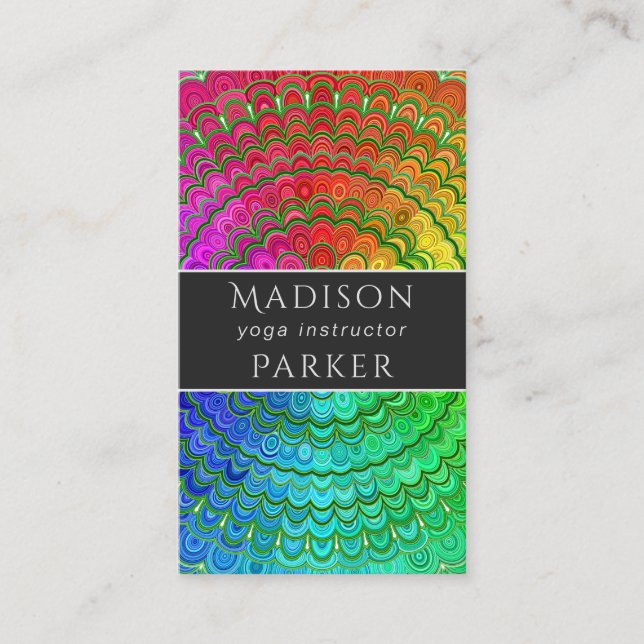 Rainbow Flower Mandala Business Card (Front)