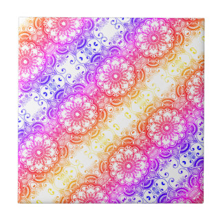 Rainbow Flower Mandala Pattern 3 Tile