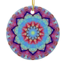 Rainbow Flower Mandala Round Ornament