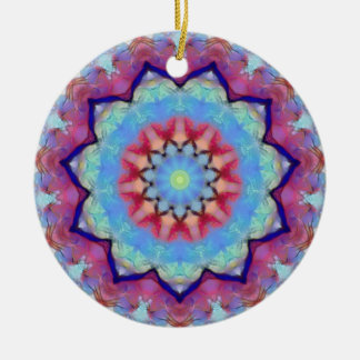 Rainbow Flower Mandala Round Ornament