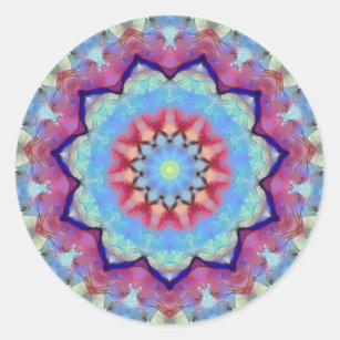 Rainbow Flower Mandala Small Round Stickers