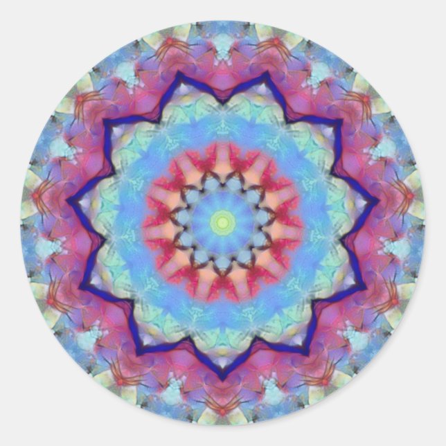 Rainbow Flower Mandala Small Round Stickers (Front)