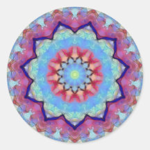Rainbow Flower Mandala Small Round Stickers