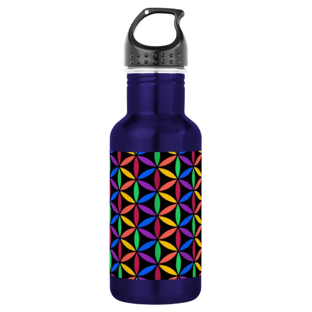 Rainbow Flower of Life Pattern 532 Ml Water Bottle (Front)