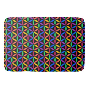 Rainbow Flower of Life Pattern Bath Mat
