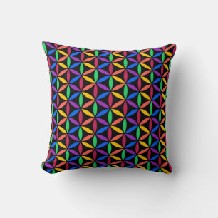 Rainbow Flower of Life Pattern Cushion