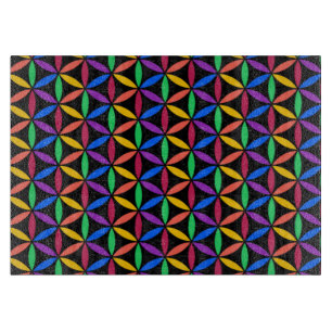 Rainbow Flower of Life Pattern Cutting Board