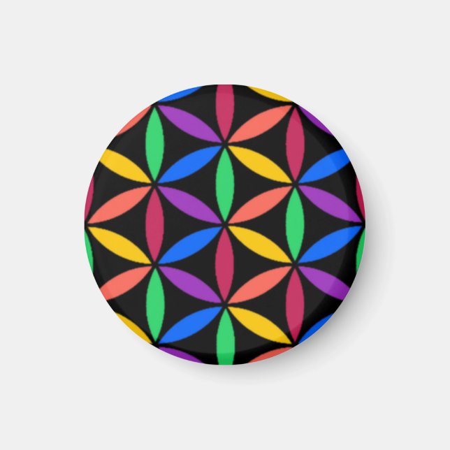 Rainbow Flower of Life Pattern Magnet (Front)