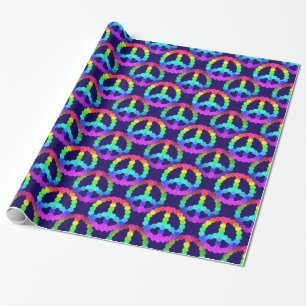 Rainbow Flower Peace Sign Pattern Wrapping Paper