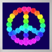 Rainbow Flower Peace Sign Poster