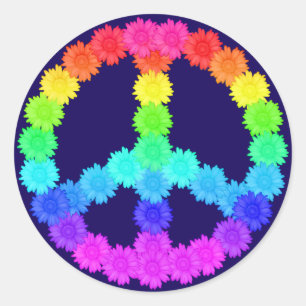 Rainbow Flower Peace Sign Sticker