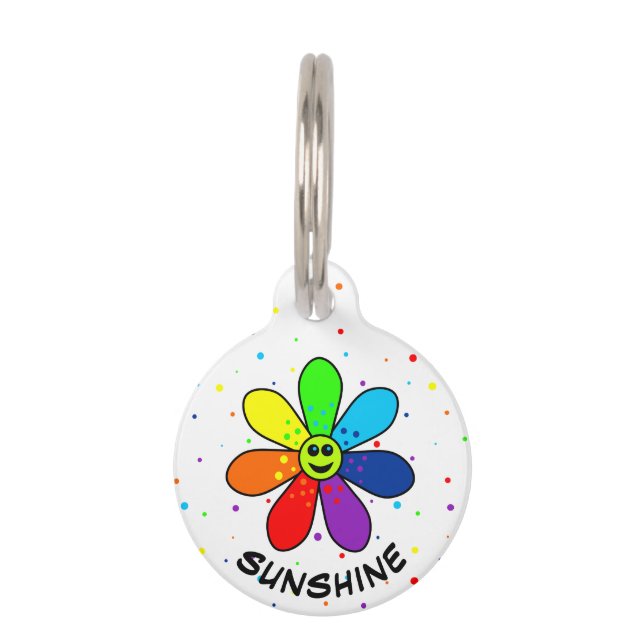 Rainbow Flower Pet Tag (Front)