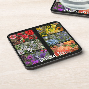 Rainbow Flower Photo Collage Coaster