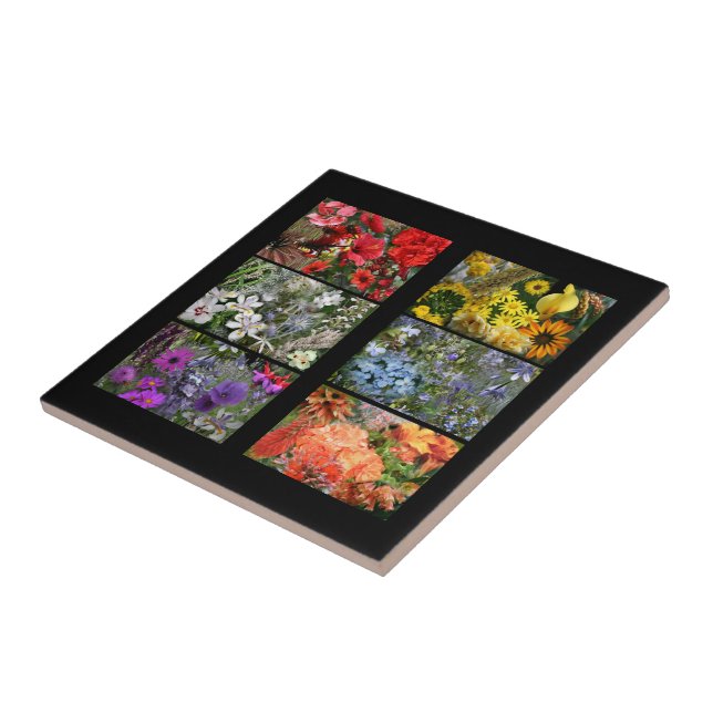 Rainbow Flower Photo Collage Tile (Side)
