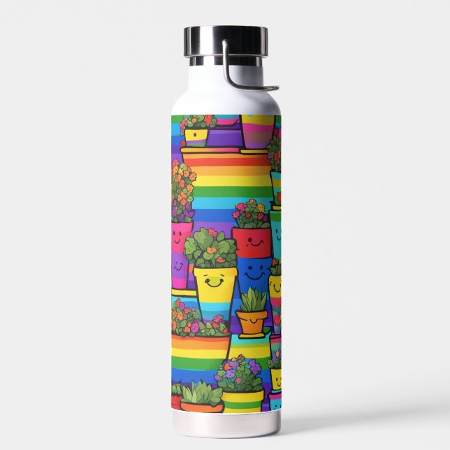 Rainbow flower pots smiling water bottle (Left)