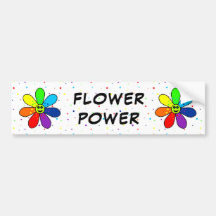 Rainbow Flower Power Bumper Sticker