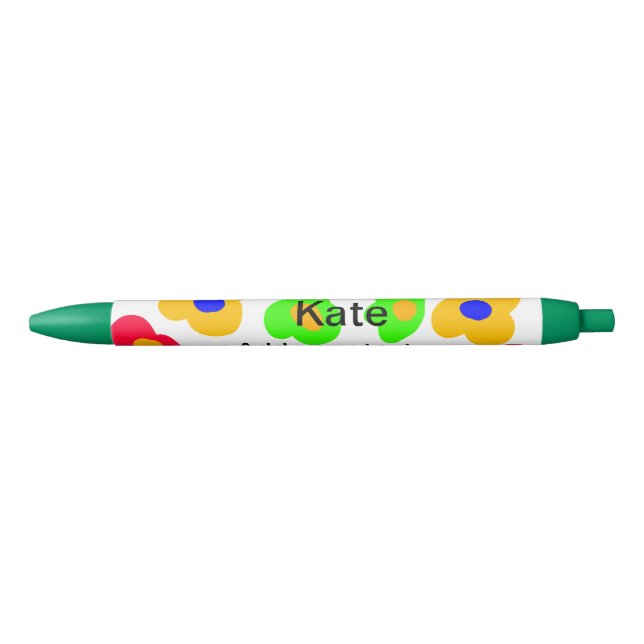 Rainbow flower pride love add name text lqbtq abst black ink pen (Front)
