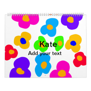 Rainbow flower pride love add name text lqbtq abst calendar