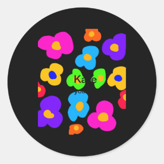 Rainbow Flower Pride Love Add Name Text Lqbtq Abst Classic Round Sticker