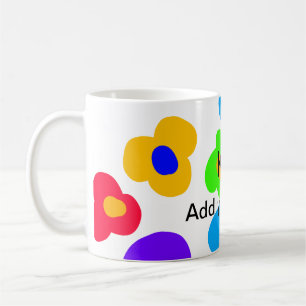 Rainbow flower pride love add name text lqbtq abst coffee mug