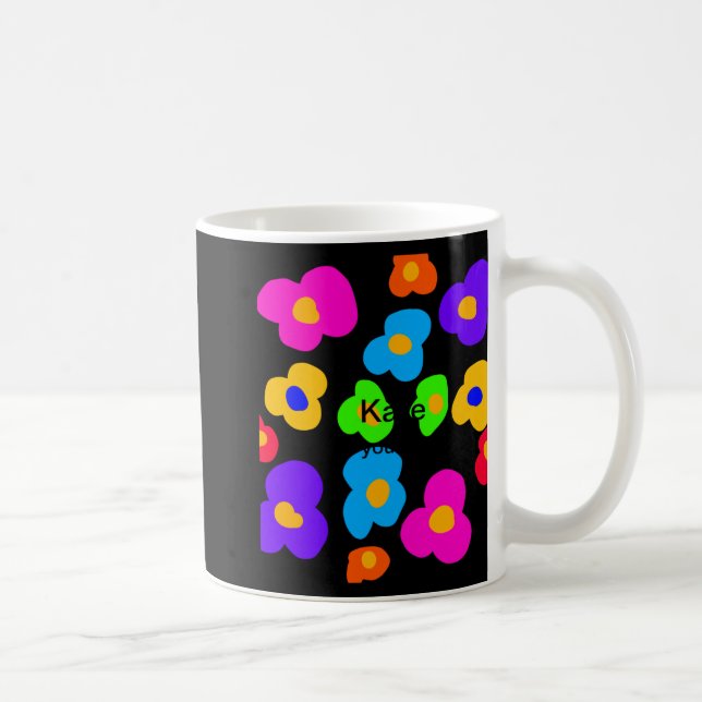 Rainbow Flower Pride Love Add Name Text Lqbtq Abst Coffee Mug (Right)