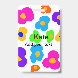 Rainbow flower pride love add name text lqbtq abst ID badge