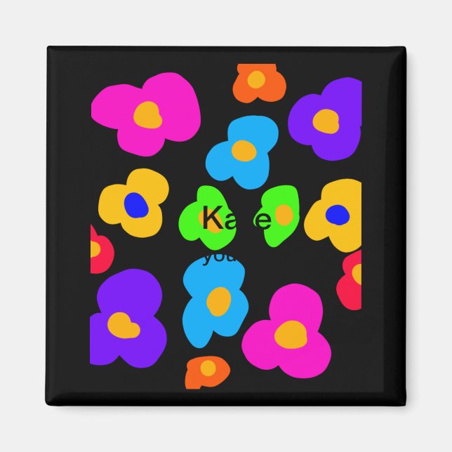 Rainbow Flower Pride Love Add Name Text Lqbtq Abst Magnet (Front)
