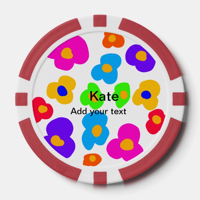 Rainbow flower pride love add name text lqbtq abst poker chips (Front)