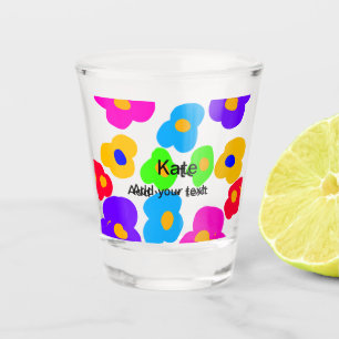 Rainbow flower pride love add name text lqbtq abst shot glass