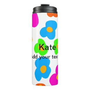 Rainbow flower pride love add name text lqbtq abst thermal tumbler