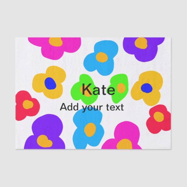 Rainbow flower pride love add name text lqbtq abst tissue paper (Front)