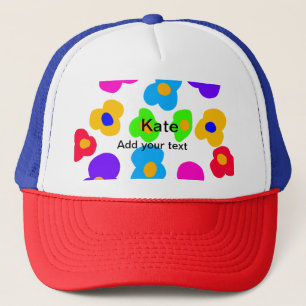 Rainbow flower pride love add name text lqbtq abst trucker hat