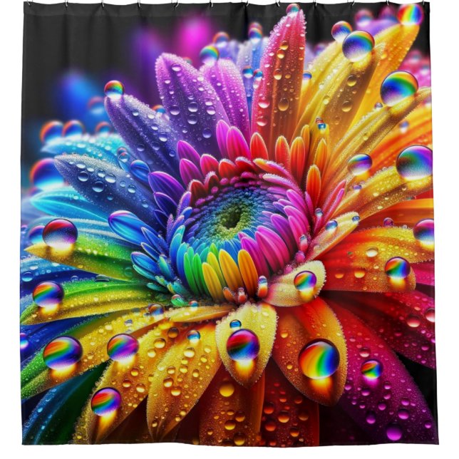 Rainbow Flower Shower Curtain (Front)