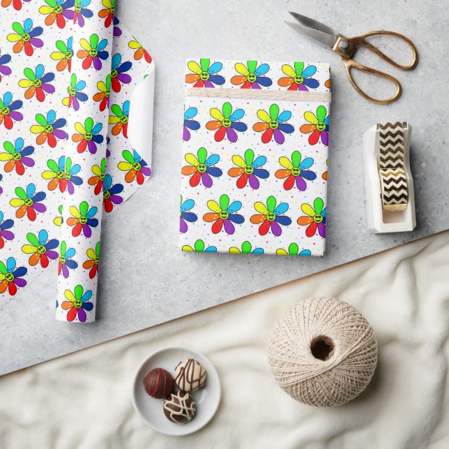 Rainbow Flower Wrapping Paper (Crafts)