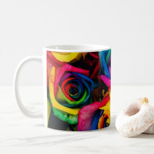 Rainbow Flowers Coffee Mug (With Donut)
